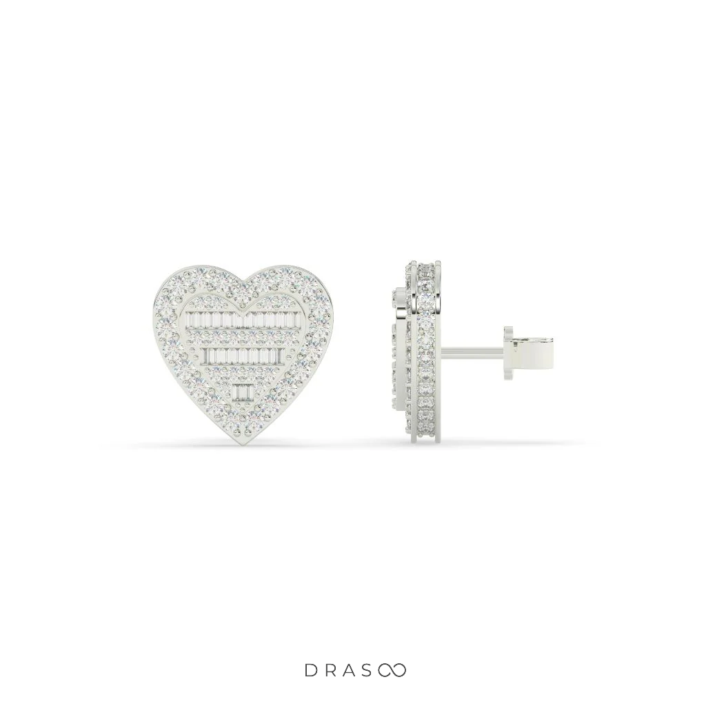 HEART SHAPE DIAMOND STUD EARRINGS