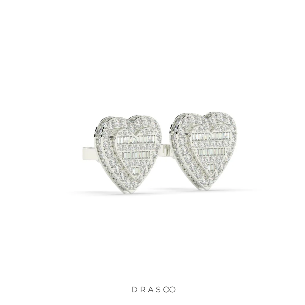 HEART SHAPE DIAMOND STUD EARRINGS