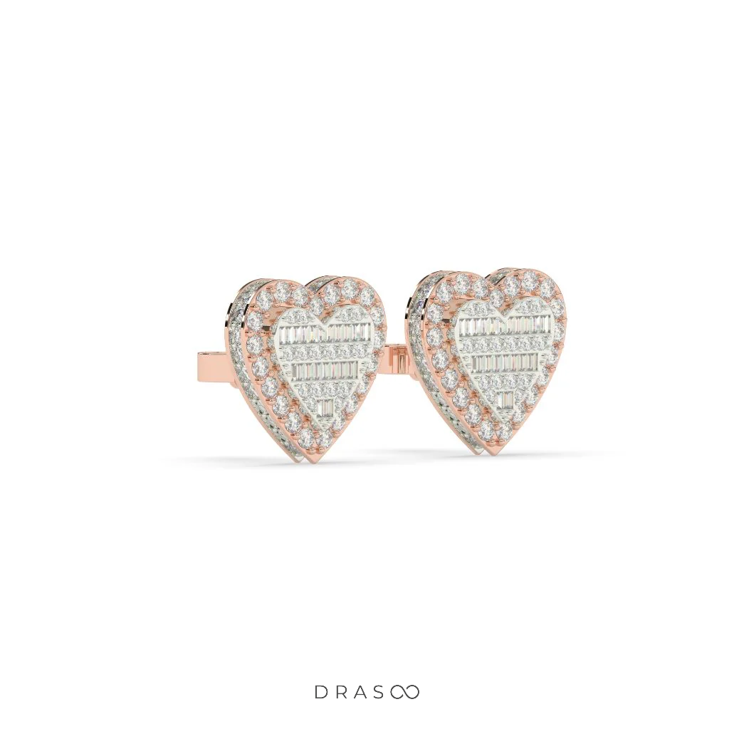 HEART SHAPE DIAMOND STUD EARRINGS
