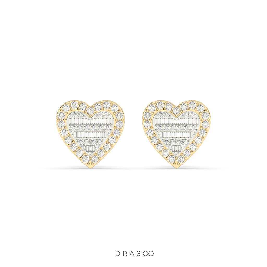HEART SHAPE DIAMOND STUD EARRINGS
