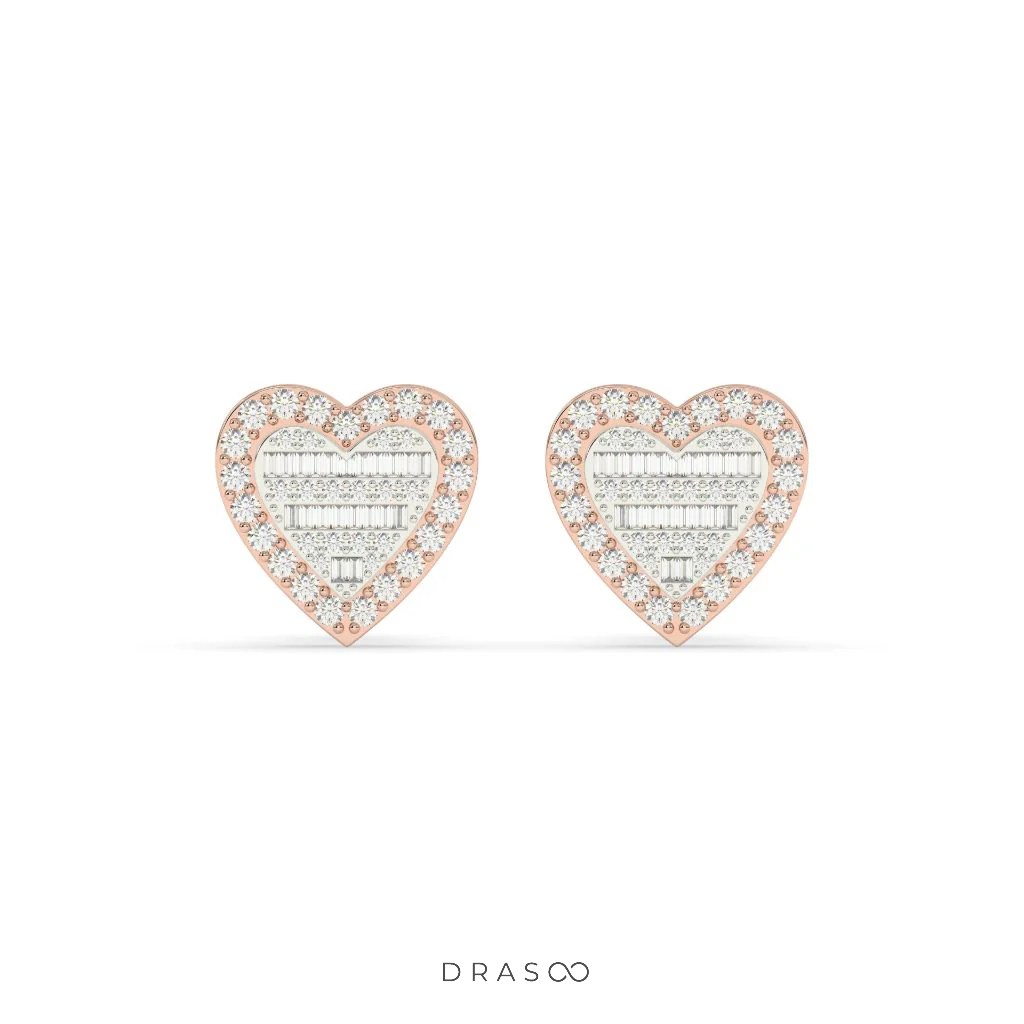 HEART SHAPE DIAMOND STUD EARRINGS