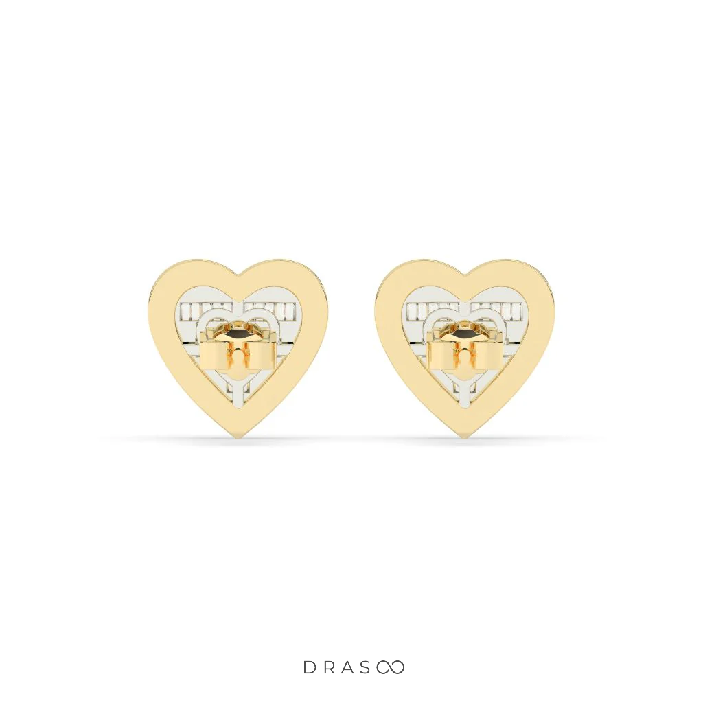 HEART SHAPE DIAMOND STUD EARRINGS