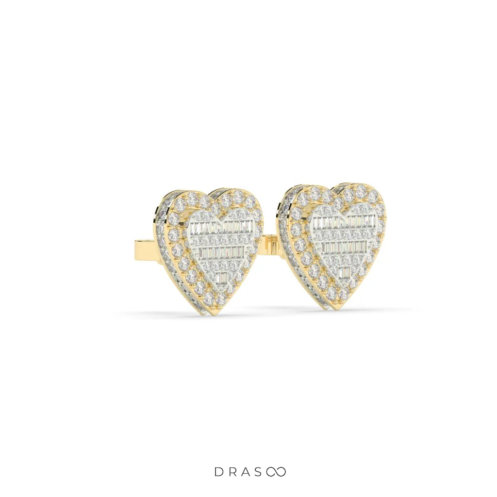 HEART SHAPE DIAMOND STUD EARRINGS