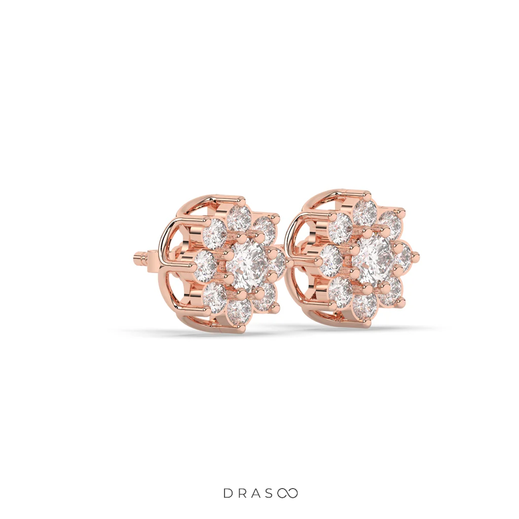 RADIANT FLOWER SHAPE DIAMOND STUDS