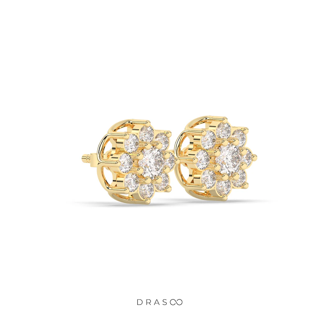 RADIANT FLOWER SHAPE DIAMOND STUDS