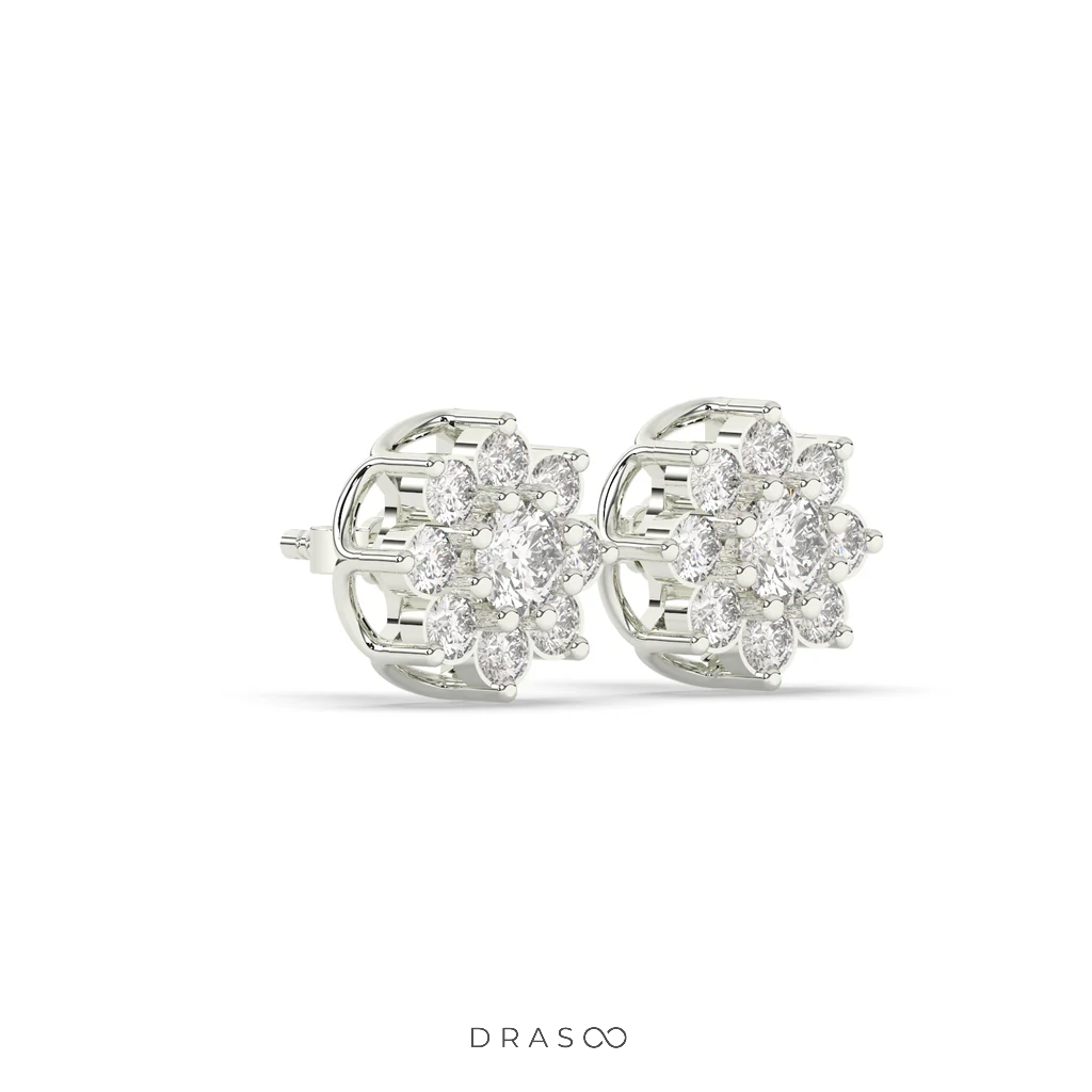 RADIANT FLOWER SHAPE DIAMOND STUDS