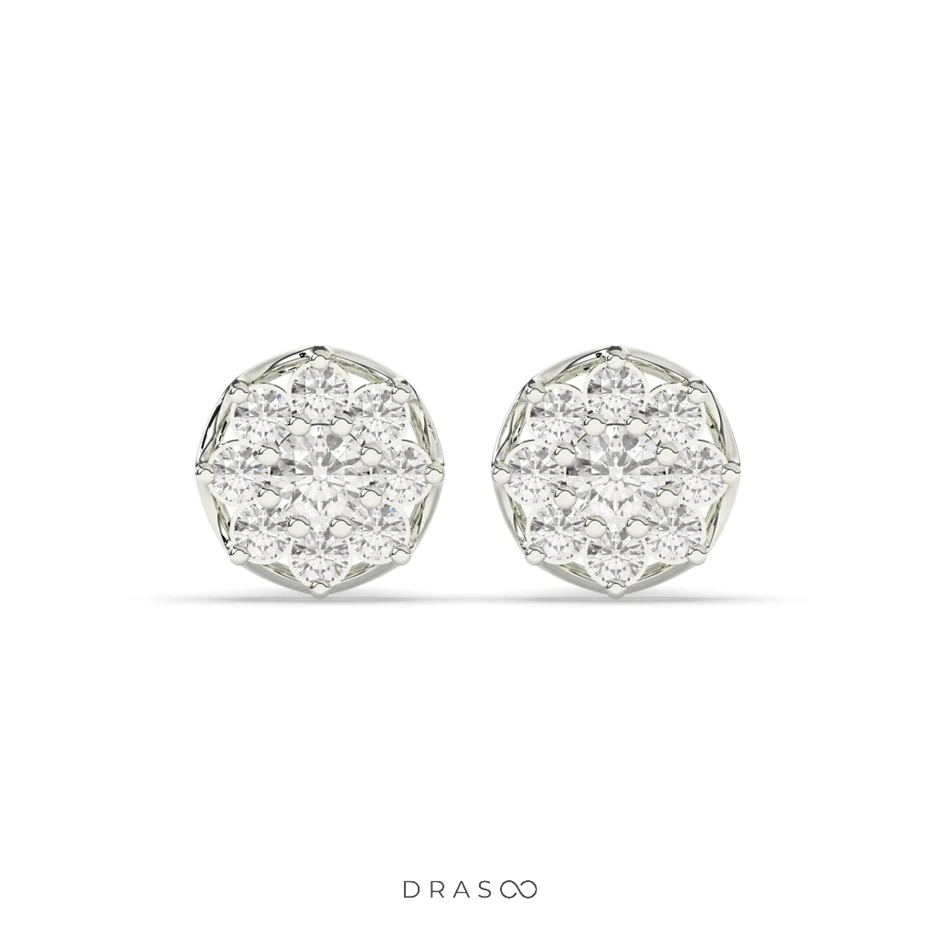 RADIANT FLOWER SHAPE DIAMOND STUDS