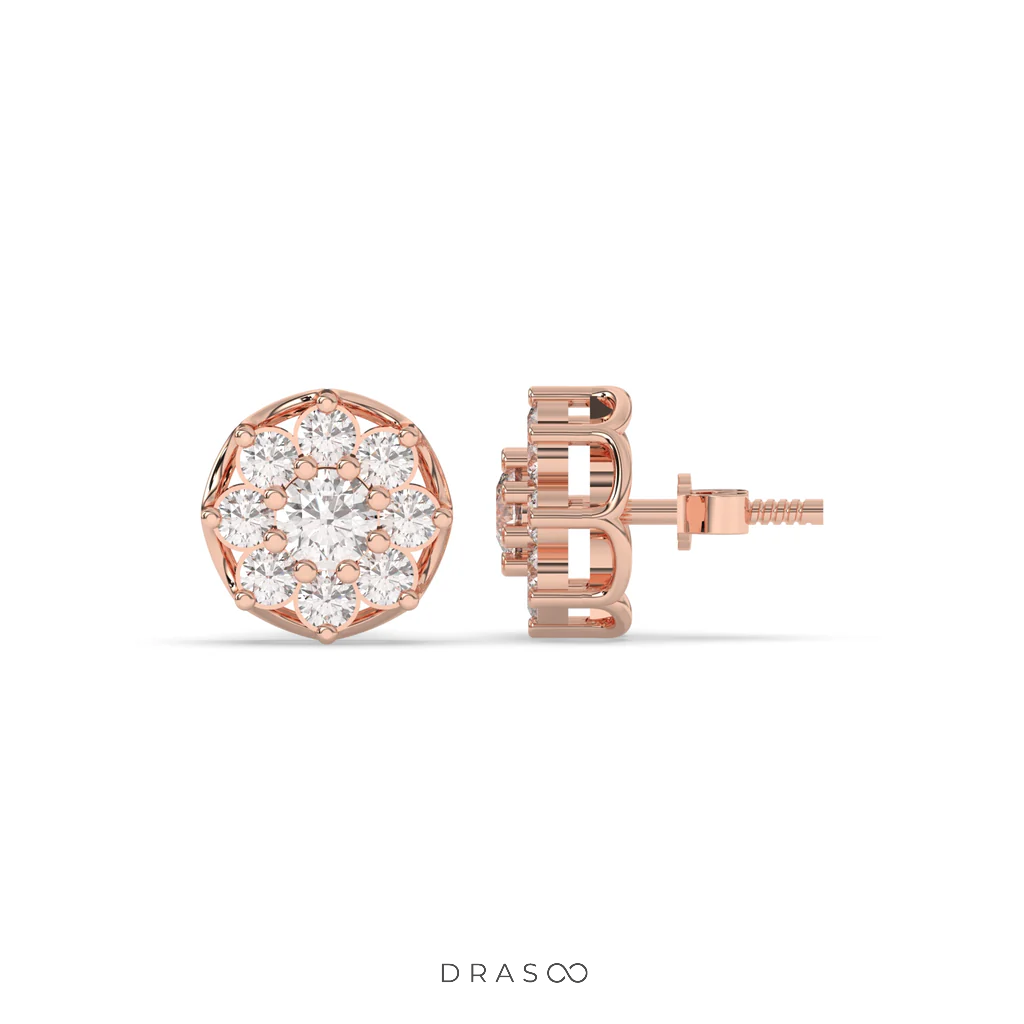 RADIANT FLOWER SHAPE DIAMOND STUDS