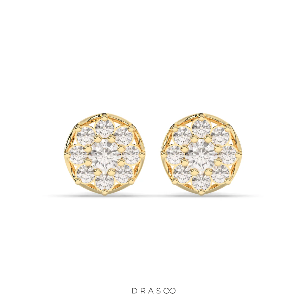 RADIANT FLOWER SHAPE DIAMOND STUDS