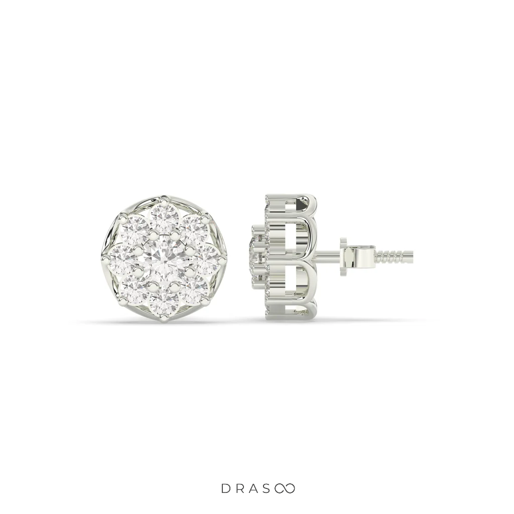 RADIANT FLOWER SHAPE DIAMOND STUDS