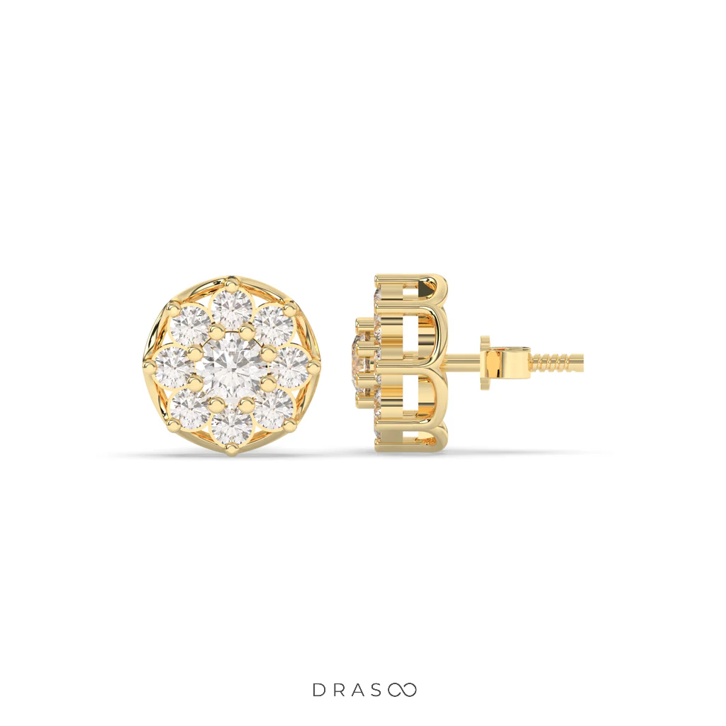 RADIANT FLOWER SHAPE DIAMOND STUDS