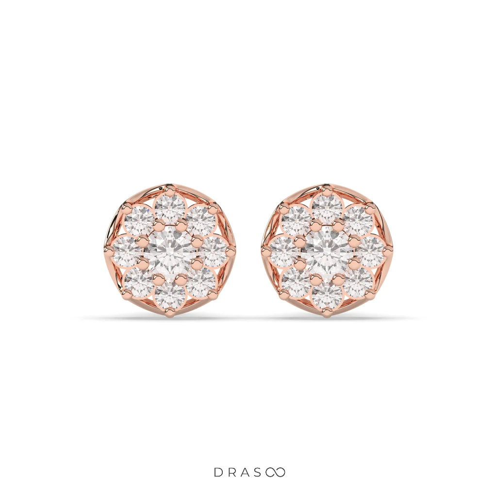 RADIANT FLOWER SHAPE DIAMOND STUDS