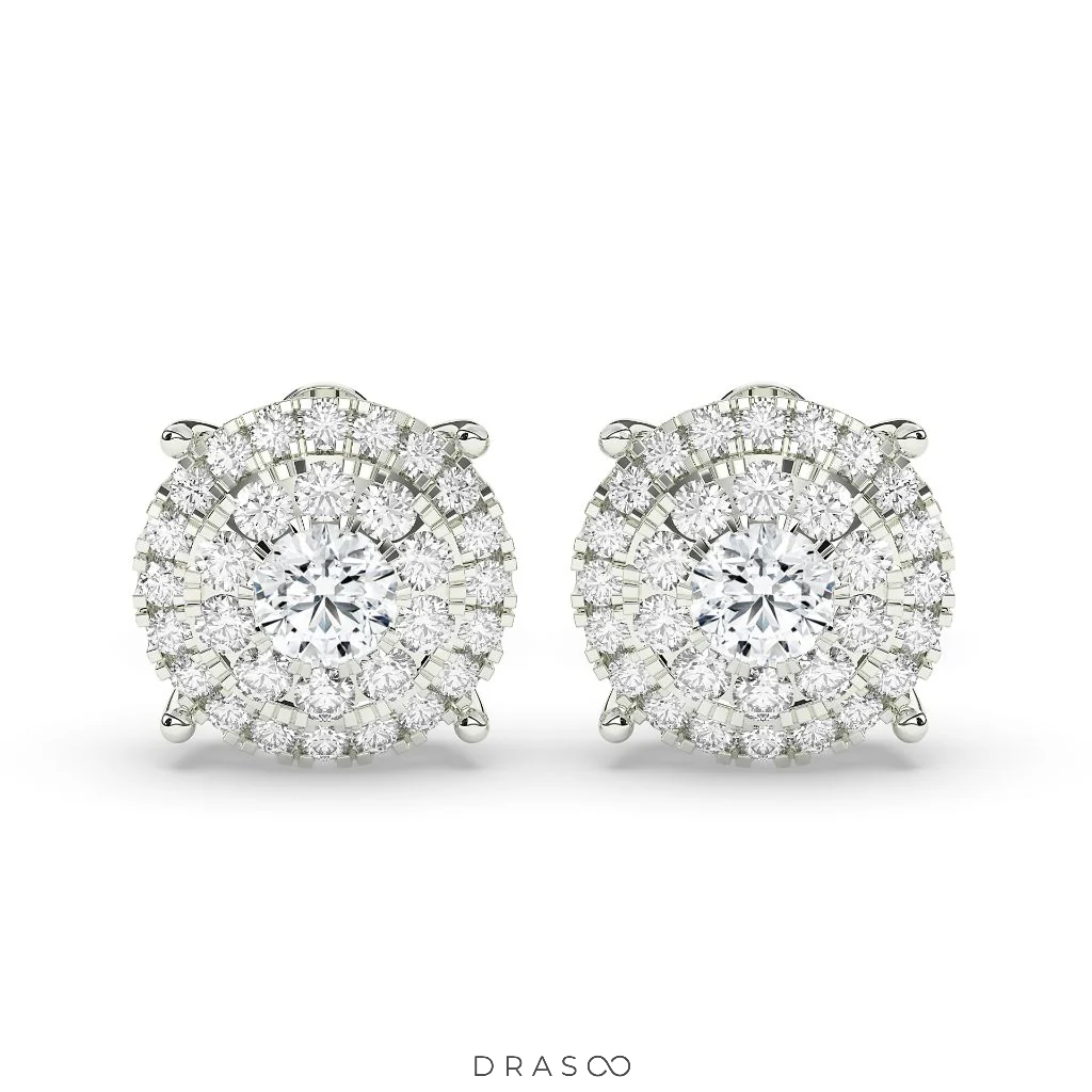 LUXURY HALO DIAMOND STUD EARRINGS