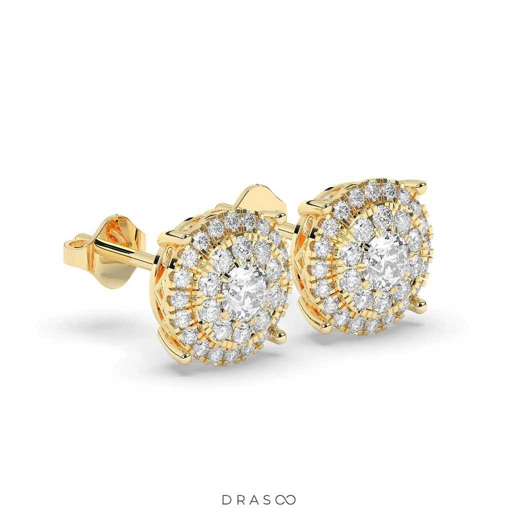 LUXURY HALO DIAMOND STUD EARRINGS