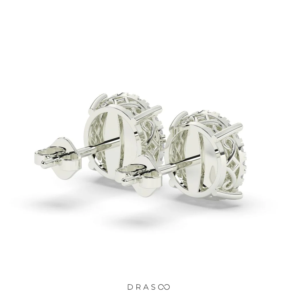 LUXURY HALO DIAMOND STUD EARRINGS