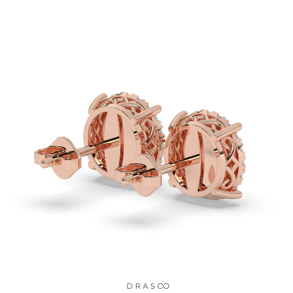 LUXURY HALO DIAMOND STUD EARRINGS