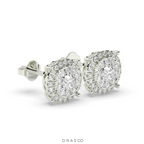 LUXURY HALO DIAMOND STUD EARRINGS