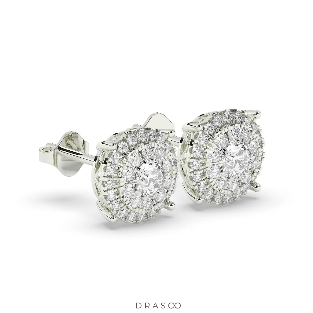 LUXURY HALO DIAMOND STUD EARRINGS