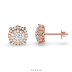 LUXURY HALO DIAMOND STUD EARRINGS