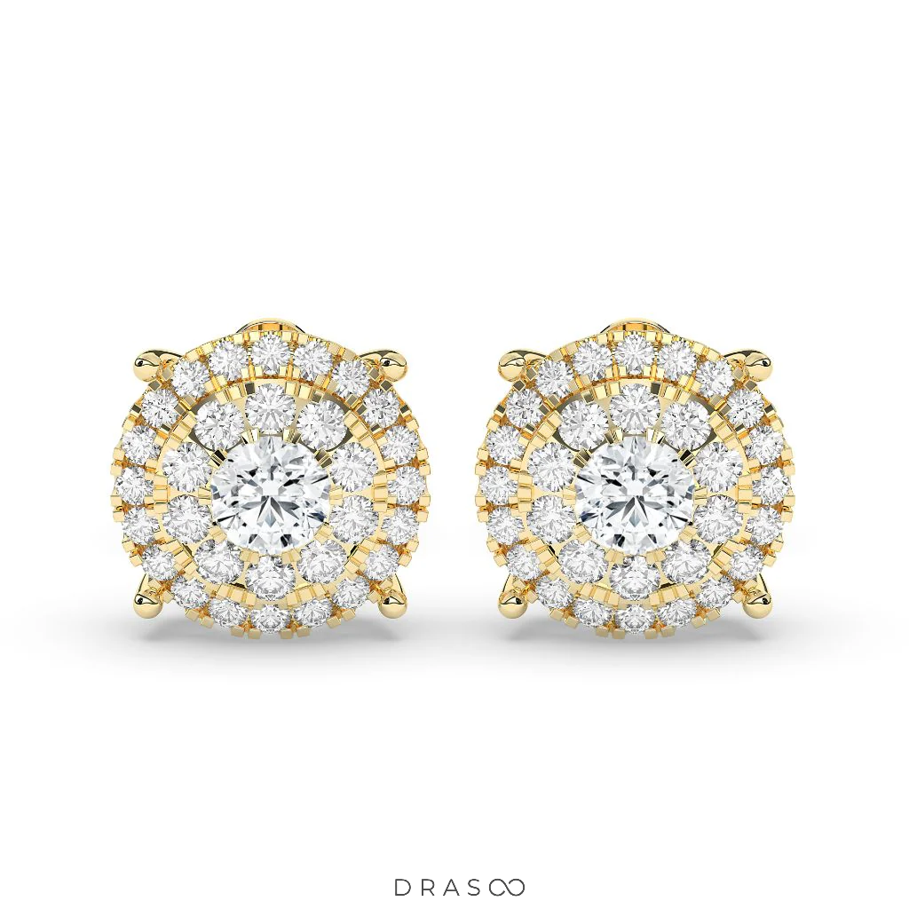 LUXURY HALO DIAMOND STUD EARRINGS