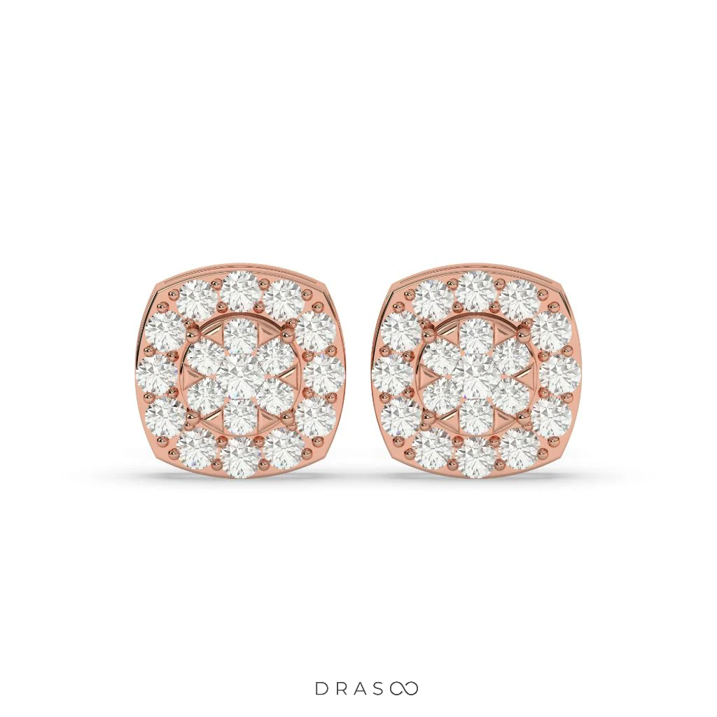 BLOOM PATTERN DIAMOND EAR STUDS