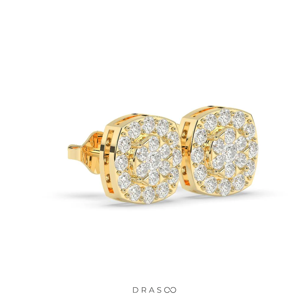 BLOOM PATTERN DIAMOND EAR STUDS