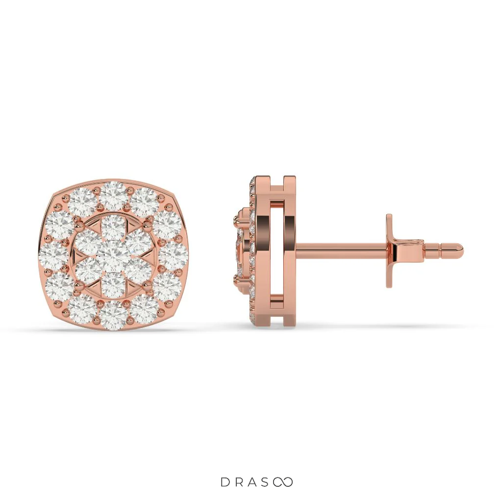 BLOOM PATTERN DIAMOND EAR STUDS
