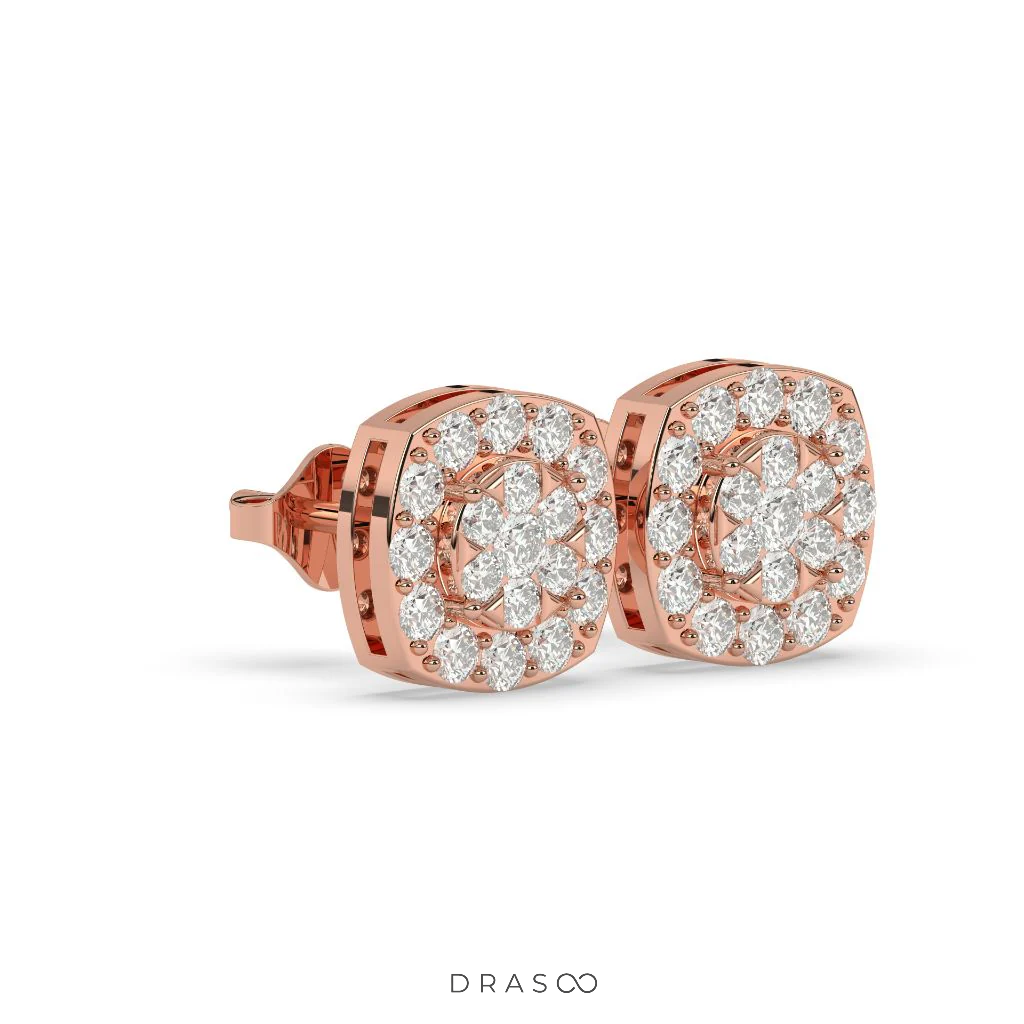 BLOOM PATTERN DIAMOND EAR STUDS