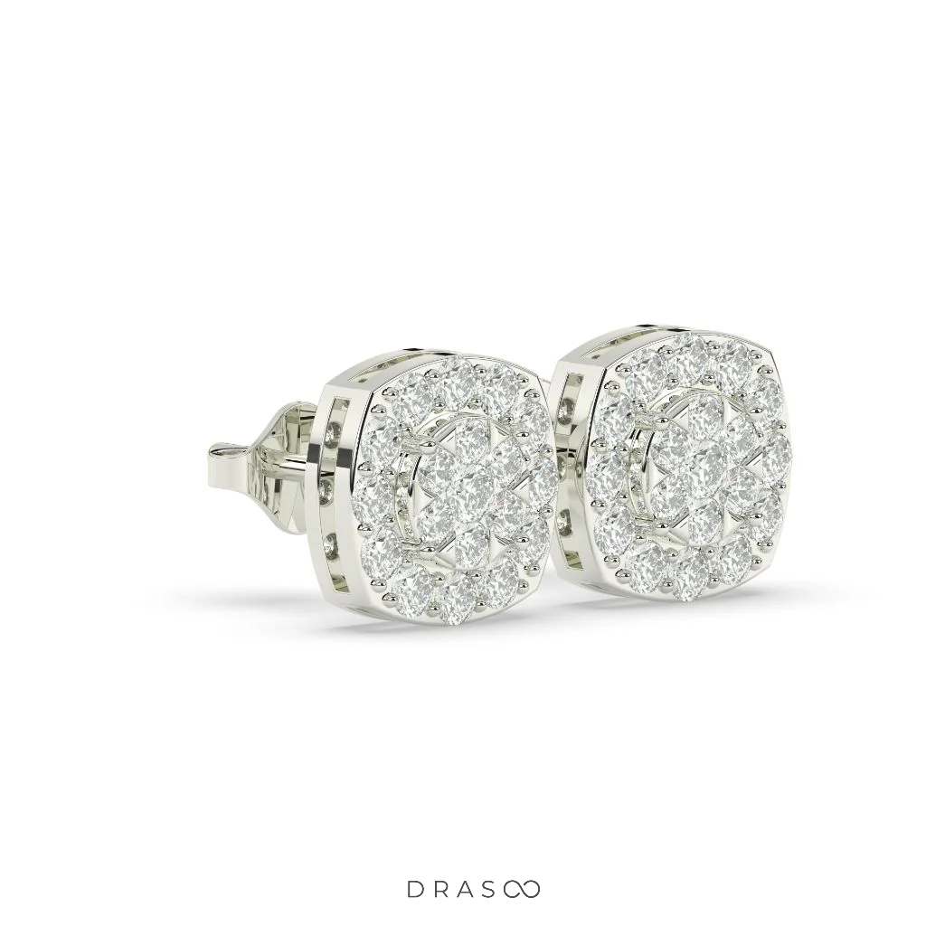 BLOOM PATTERN DIAMOND EAR STUDS