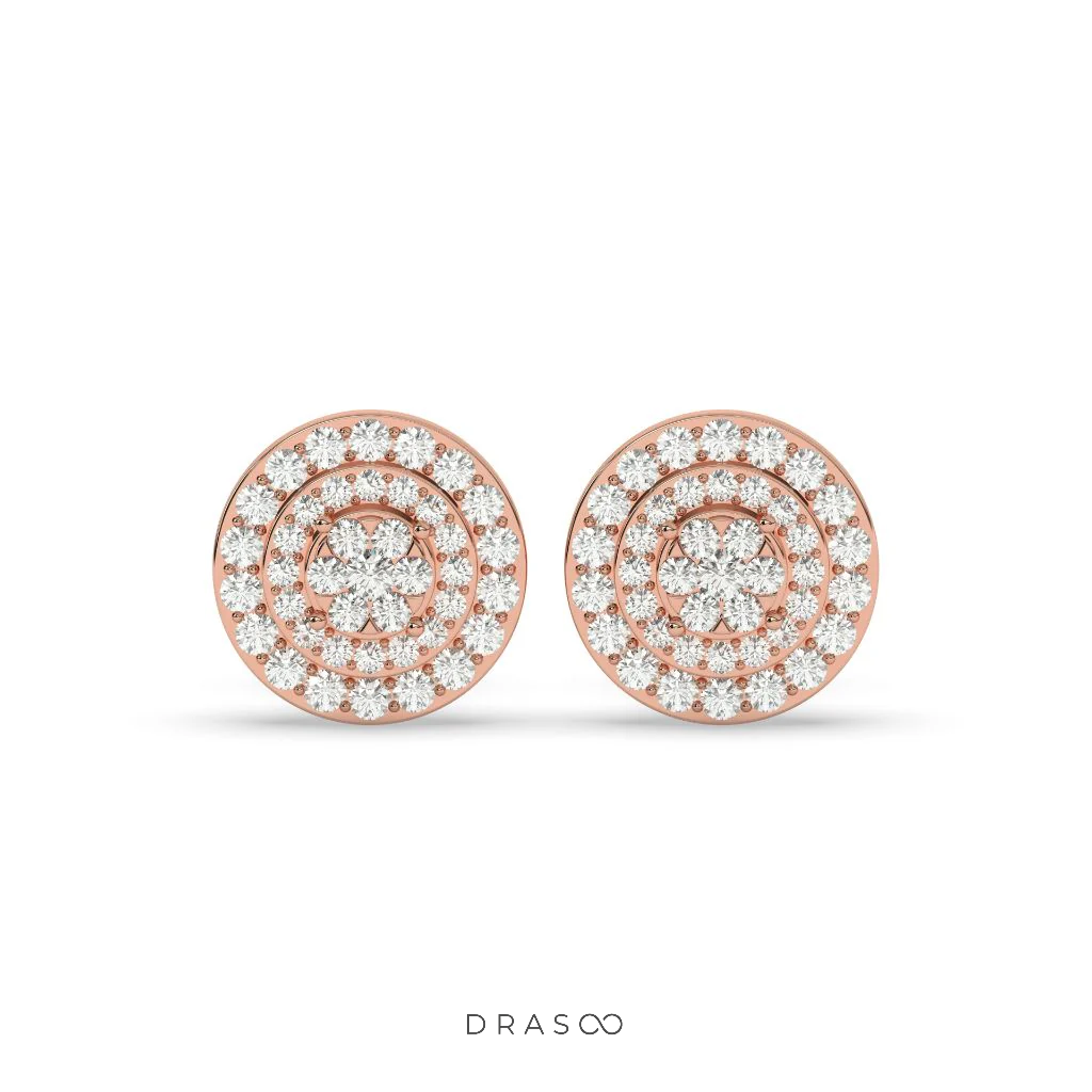 BLOOMING CIRCLE DIAMOND EAR STUDS