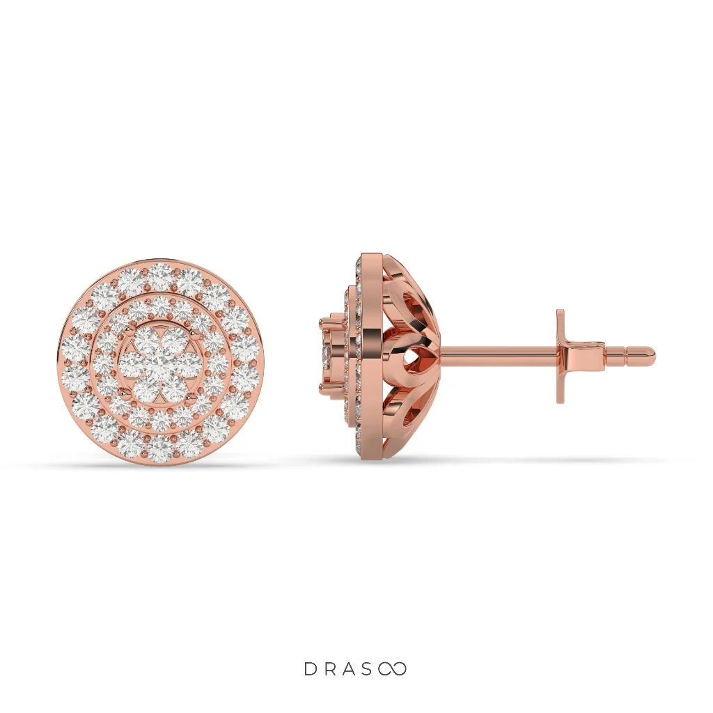 BLOOMING CIRCLE DIAMOND EAR STUDS