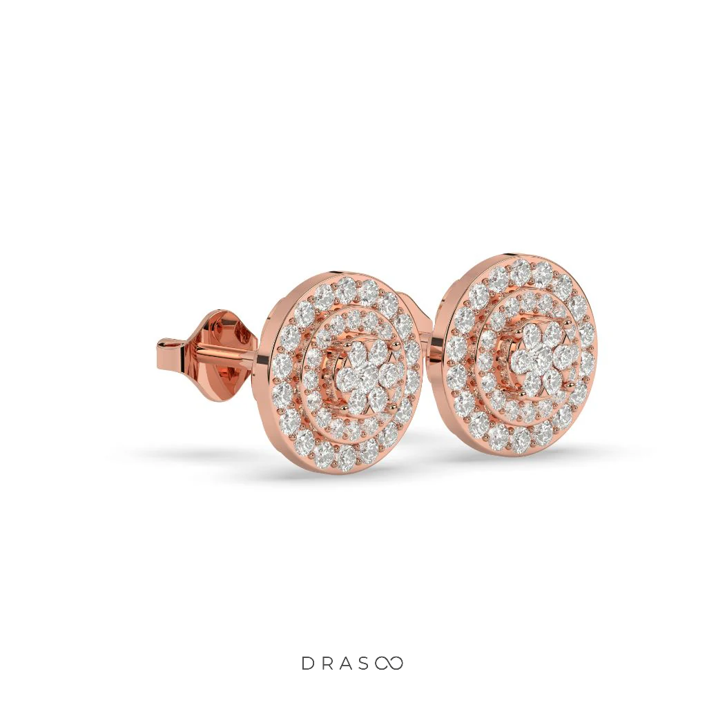BLOOMING CIRCLE DIAMOND EAR STUDS