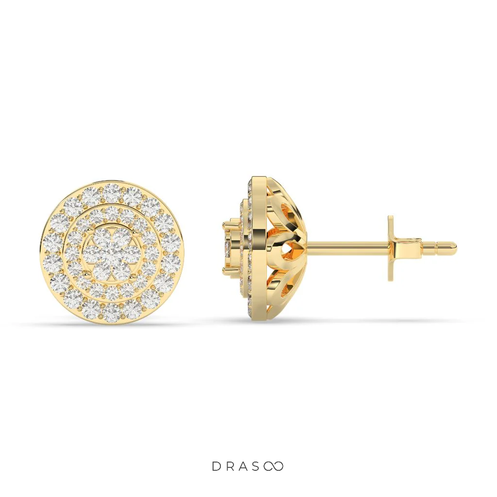 BLOOMING CIRCLE DIAMOND EAR STUDS