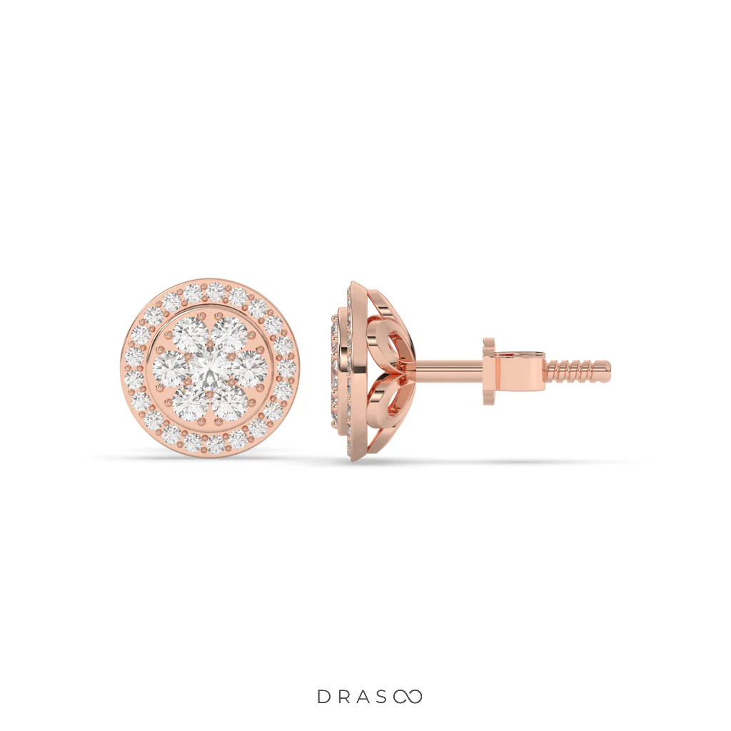 PETAL SHINE DIAMOND STUD EARRINGS
