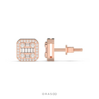 BAGUETTE GRID STUD EARRINGS