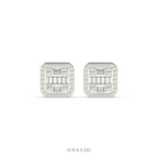 BAGUETTE GRID STUD EARRINGS
