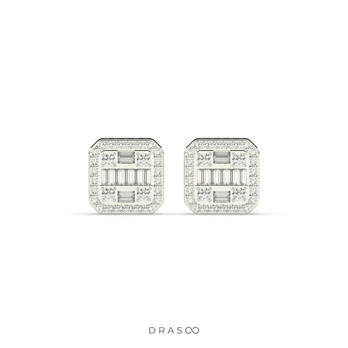 BAGUETTE GRID STUD EARRINGS