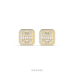BAGUETTE GRID STUD EARRINGS