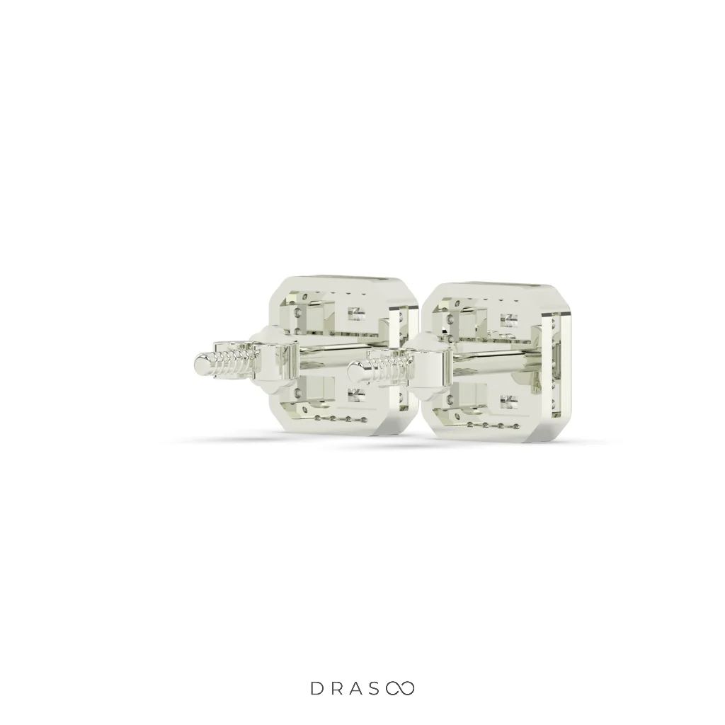 BAGUETTE GRID STUD EARRINGS