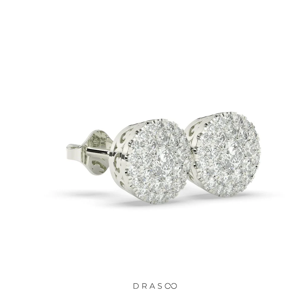 GRAND ROUND CLUSTER STUD EARRINGS