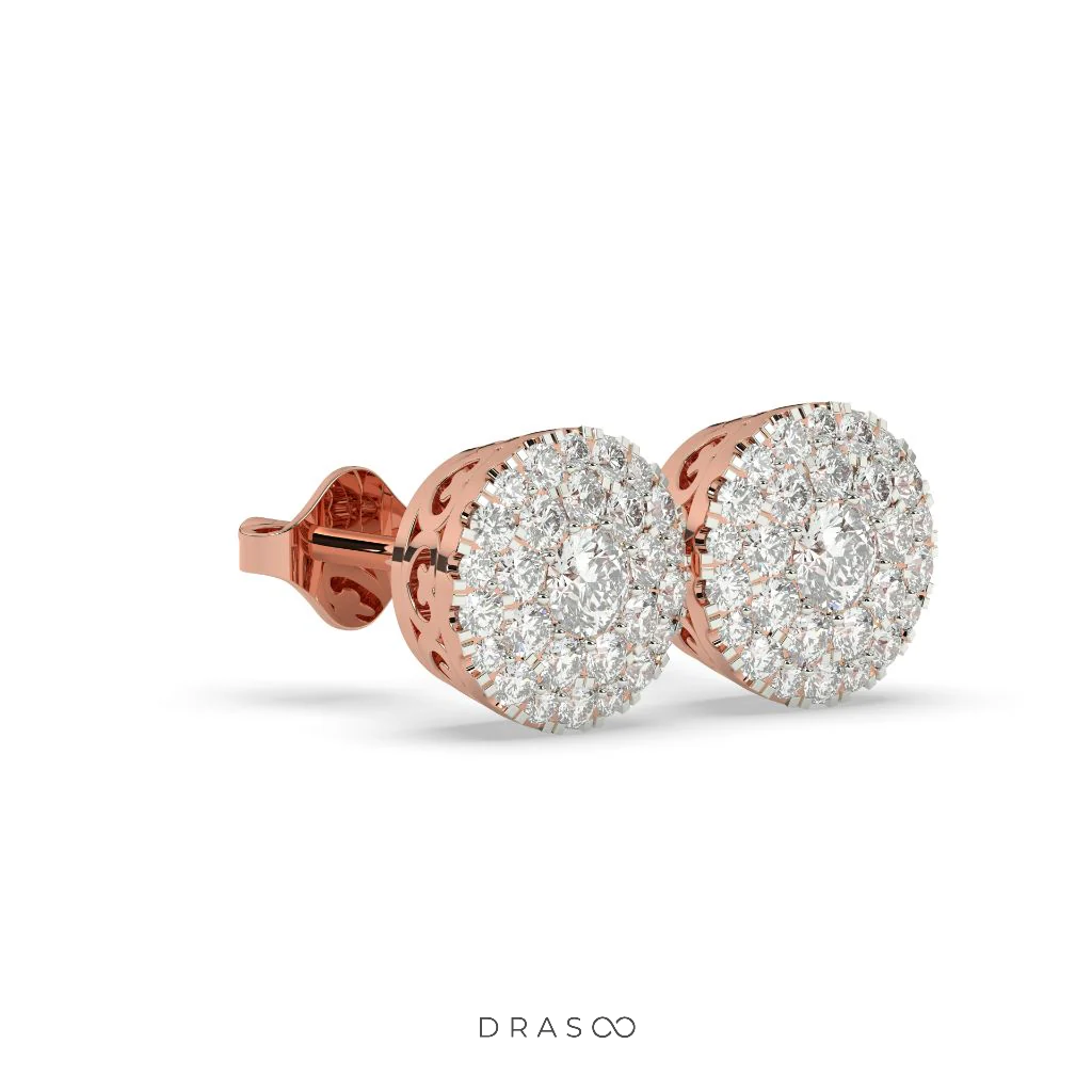 GRAND ROUND CLUSTER STUD EARRINGS