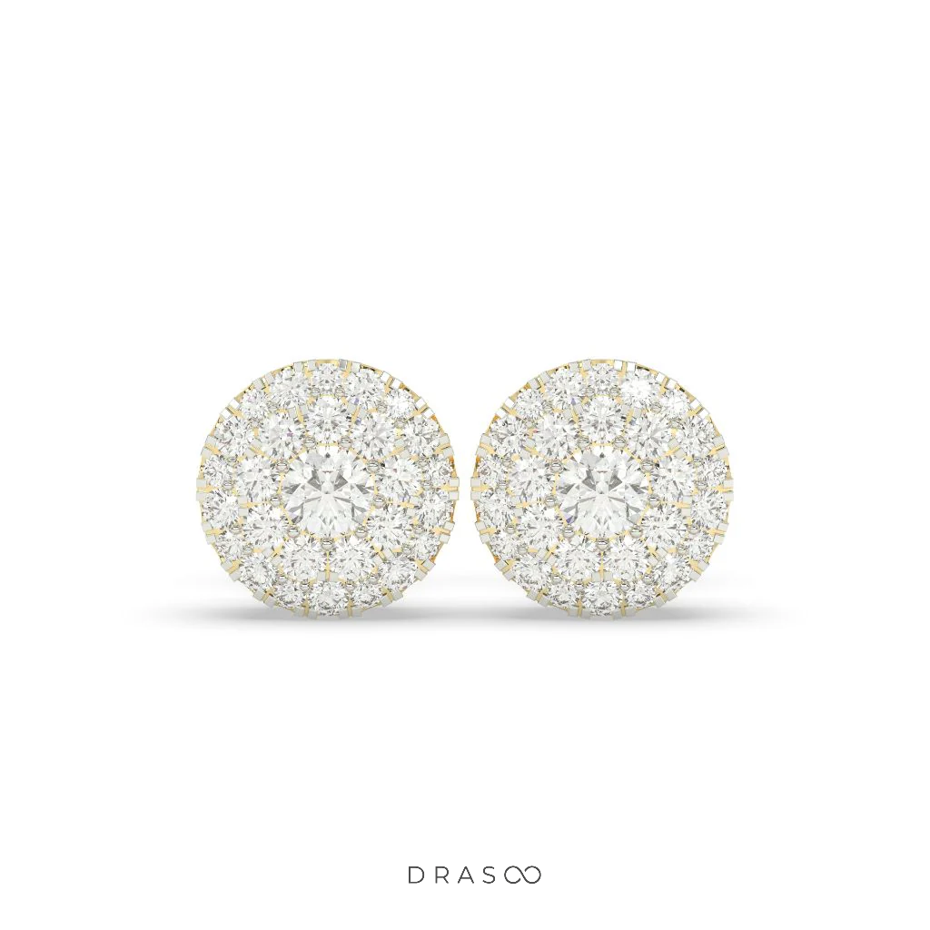 GRAND ROUND CLUSTER STUD EARRINGS
