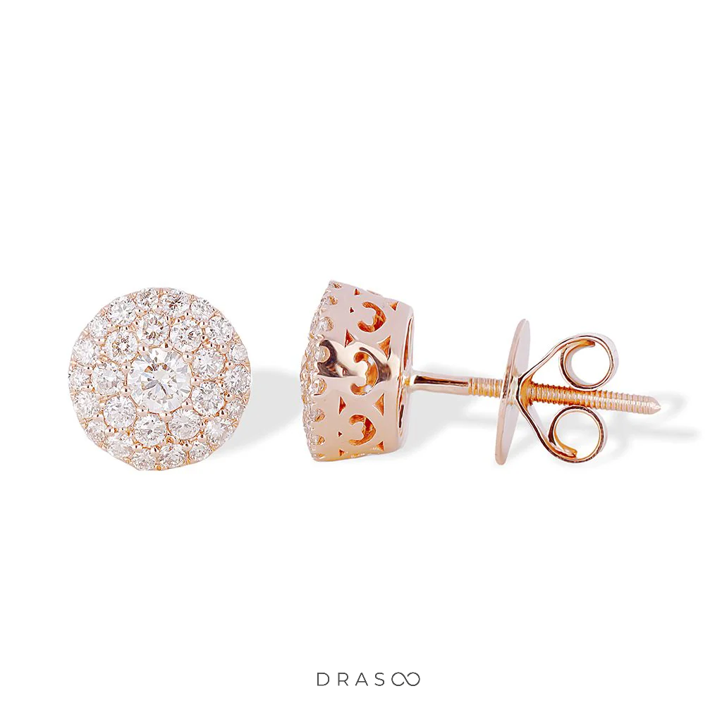 GRAND ROUND CLUSTER STUD EARRINGS