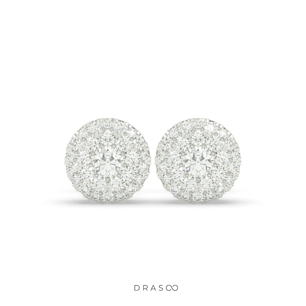 GRAND ROUND CLUSTER STUD EARRINGS