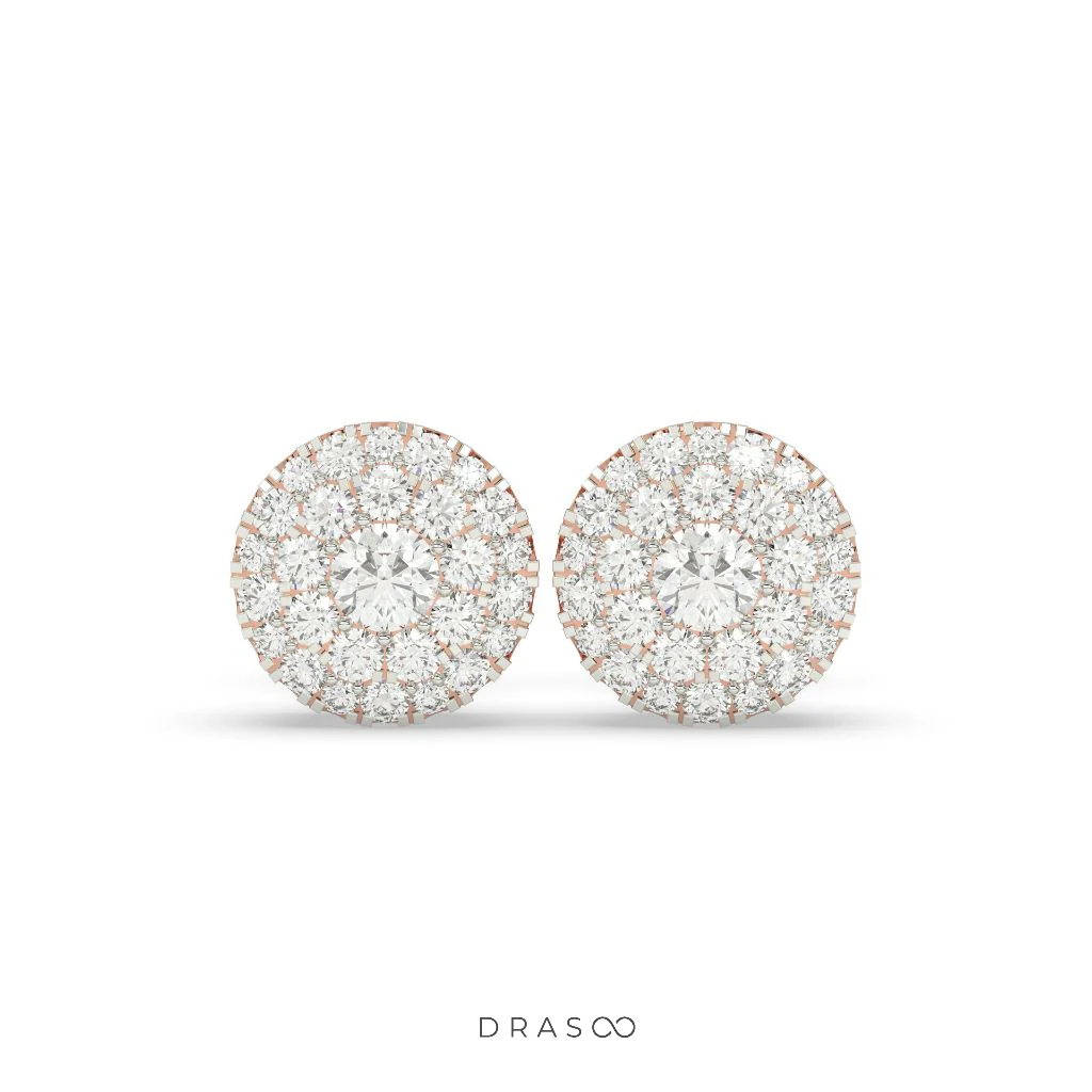 GRAND ROUND CLUSTER STUD EARRINGS