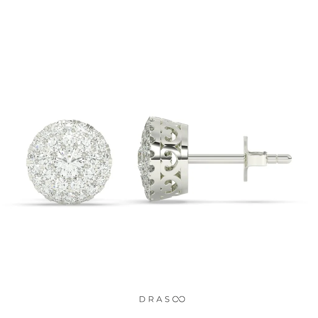 GRAND ROUND CLUSTER STUD EARRINGS
