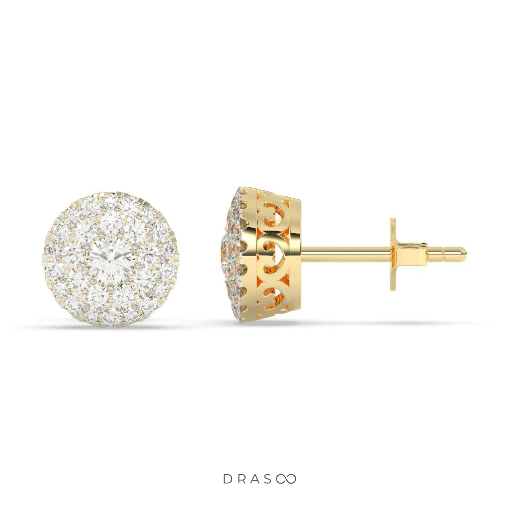 GRAND ROUND CLUSTER STUD EARRINGS