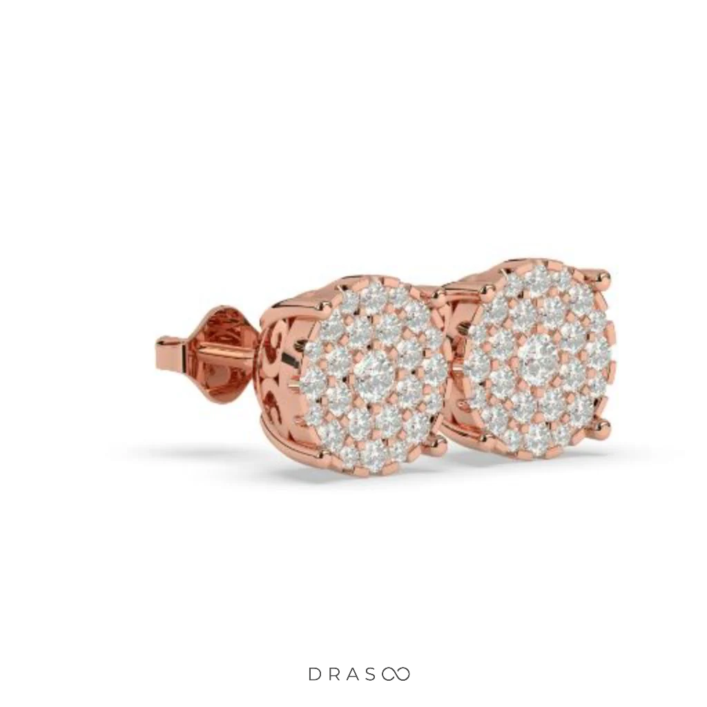 SPARKLE BLOOM ROUND STUD EARRINGS