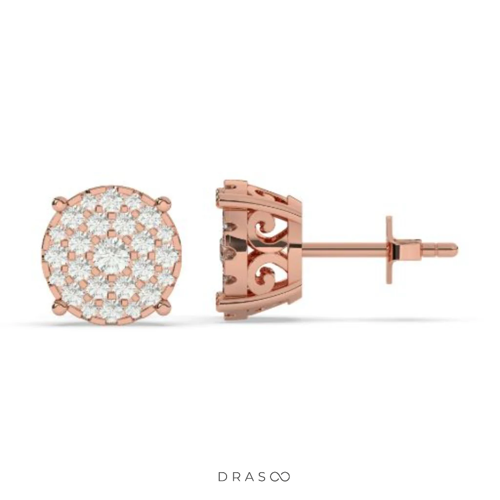 SPARKLE BLOOM ROUND STUD EARRINGS