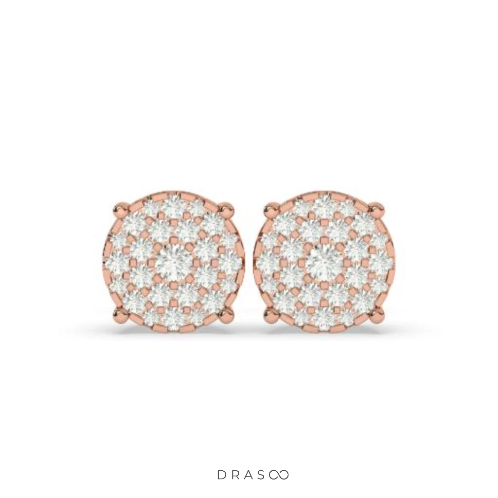 SPARKLE BLOOM ROUND STUD EARRINGS